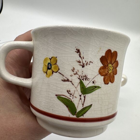 Lunastone Korea 1527 Fiesta Tea Cups Creamer Hand Painted Forest Flowers Lot 3 - Picture 2 of 15